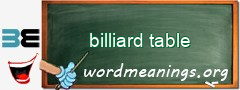 WordMeaning blackboard for billiard table